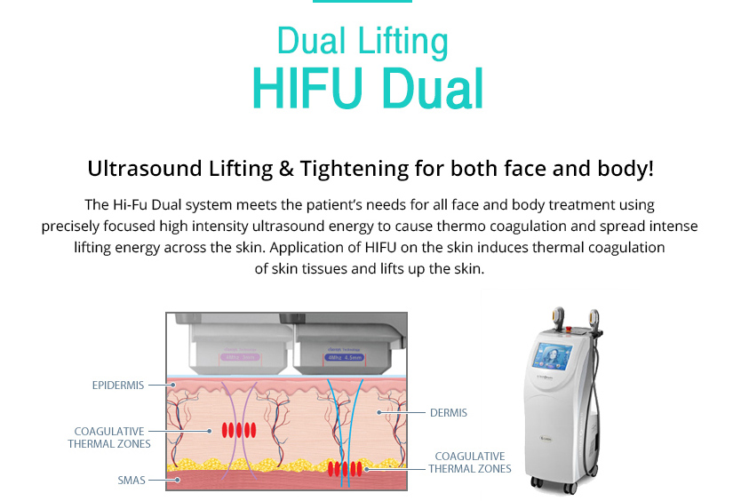 Dual HIFU Dual
				/Ultrasound Lifting & Tightening for both face and body!